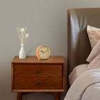 Analog Alarm Clocks,4.5" Metal Alarm Clock with Wood Grain Finish,Sound-Activated Night Light,Non-Ticking Silent,Battery Operated,for Bedroom,Bedside Desktop (Light Colored) - Grand Goldman