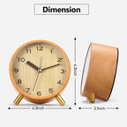 Analog Alarm Clocks,4.5" Metal Alarm Clock with Wood Grain Finish,Sound-Activated Night Light,Non-Ticking Silent,Battery Operated,for Bedroom,Bedside Desktop (Light Colored) - Grand Goldman