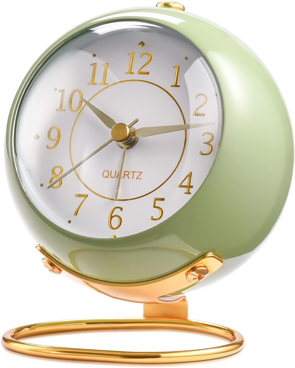 Analog Alarm Clocks,Retro Backlight Cute Simple Design Small Desk Clock with Night Light,Silent Non-Ticking,Battery Powered,for Kids,Bedroom,Travel,Kitchen,Bedside Desktop.(Green) - Grand Goldman