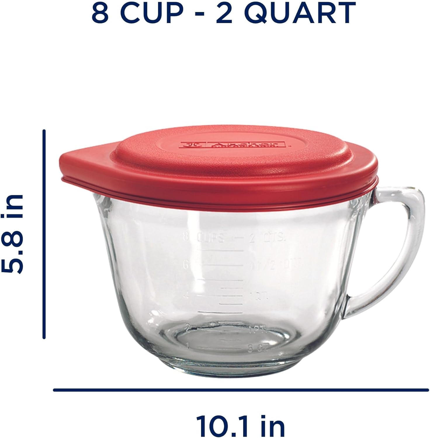 Anchor Hocking Batter Bowl, 2 Quart Glass Mixing Bowl - Grand Goldman