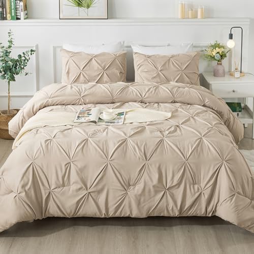 Andency White Full Size Comforter Set (79x90Inch), 3 Pieces Cute Soft Pinch Pleat Bedding Comforters & Sets, All Season Lightweight Fluffy Down Alternative Western Bed Set for Women Men Girls - Grand Goldman
