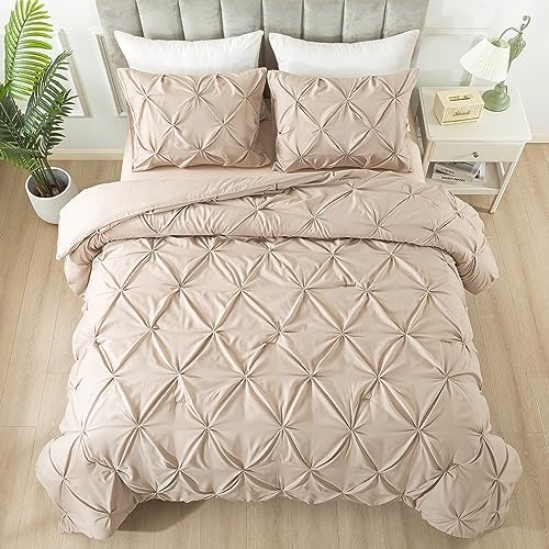 Andency White Full Size Comforter Set (79x90Inch), 3 Pieces Cute Soft Pinch Pleat Bedding Comforters & Sets, All Season Lightweight Fluffy Down Alternative Western Bed Set for Women Men Girls - Grand Goldman