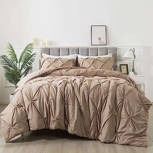 Andency White Full Size Comforter Set (79x90Inch), 3 Pieces Cute Soft Pinch Pleat Bedding Comforters & Sets, All Season Lightweight Fluffy Down Alternative Western Bed Set for Women Men Girls - Grand Goldman