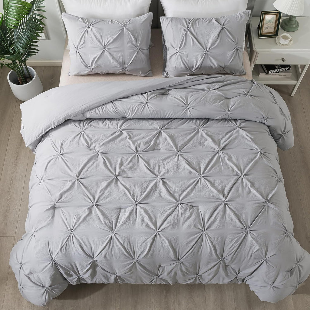 Andency White Full Size Comforter Set (79x90Inch), 3 Pieces Cute Soft Pinch Pleat Bedding Comforters & Sets, All Season Lightweight Fluffy Down Alternative Western Bed Set for Women Men Girls - Grand Goldman