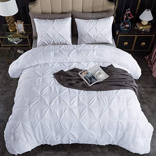 Andency White Full Size Comforter Set (79x90Inch), 3 Pieces Cute Soft Pinch Pleat Bedding Comforters & Sets, All Season Lightweight Fluffy Down Alternative Western Bed Set for Women Men Girls - Grand Goldman