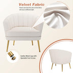 Andeworld Velvet Accent Chair, Upholstered Modern Single Sofa Side Chair,Comfy Barrel Club Living Room Armchair with Golden Metal Legs for Bedroom Living Reading Room Office, Beige - Grand Goldman