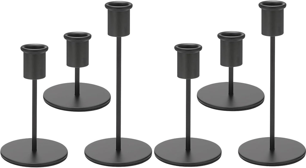 Anndason Set of 6 Black Candlestick Holders Black Candle Holder Black Taper Candle Holders Candle Holders Decorative Candlestick Holder for Home Decor, Wedding, Dinning, Party, Anniversary (Black) - Grand Goldman