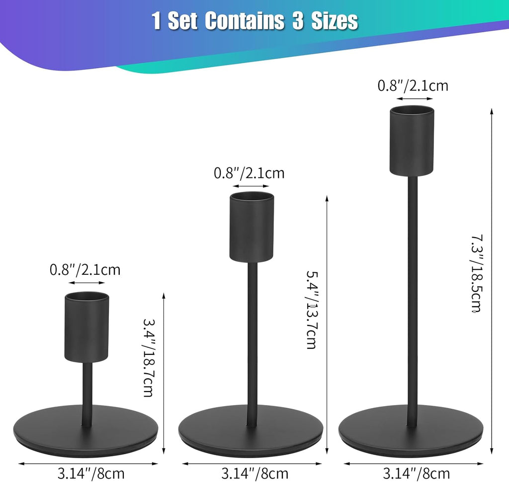 Anndason Set of 6 Black Candlestick Holders Black Candle Holder Black Taper Candle Holders Candle Holders Decorative Candlestick Holder for Home Decor, Wedding, Dinning, Party, Anniversary (Black) - Grand Goldman