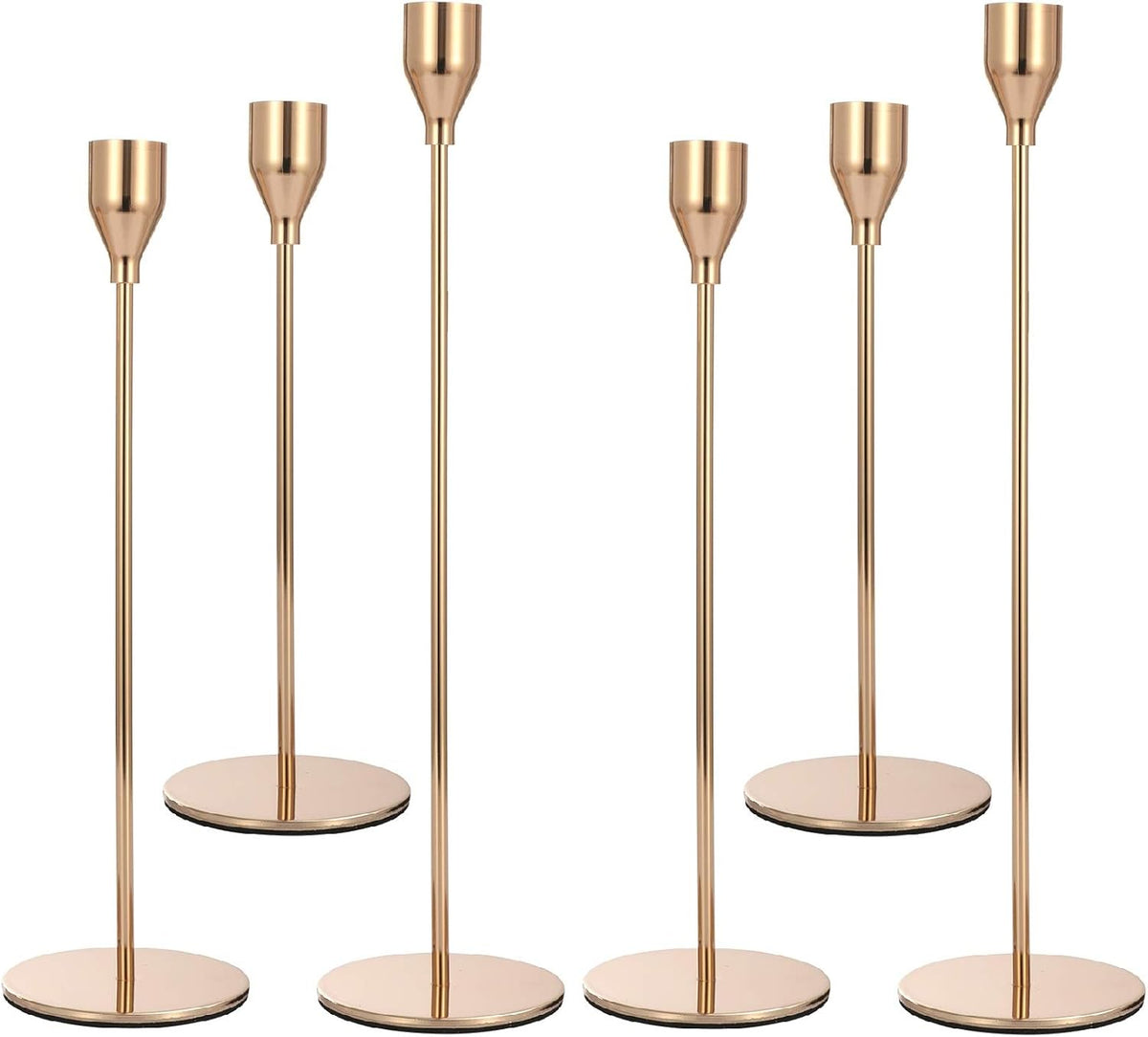 Anndason Set of 6 Gold Candlestick Holders Gold Candle Holder Taper Candle Holders Candle Holders Decorative Candlestick Holder for Home Decor, Wedding, Dinning, Party, Anniversary (Gold) - Grand Goldman