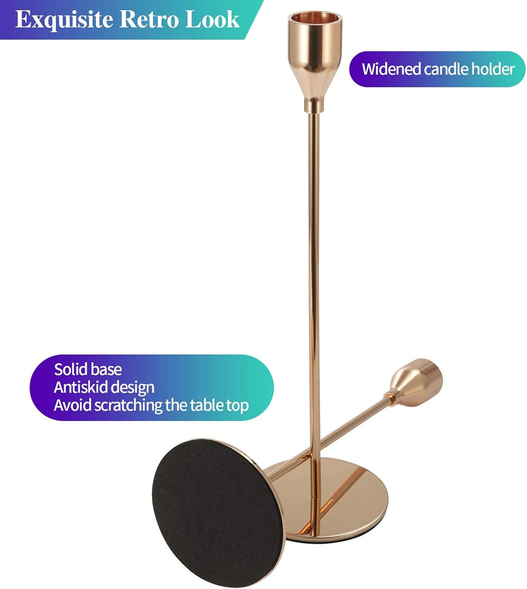 Anndason Set of 6 Gold Candlestick Holders Gold Candle Holder Taper Candle Holders Candle Holders Decorative Candlestick Holder for Home Decor, Wedding, Dinning, Party, Anniversary (Gold) - Grand Goldman