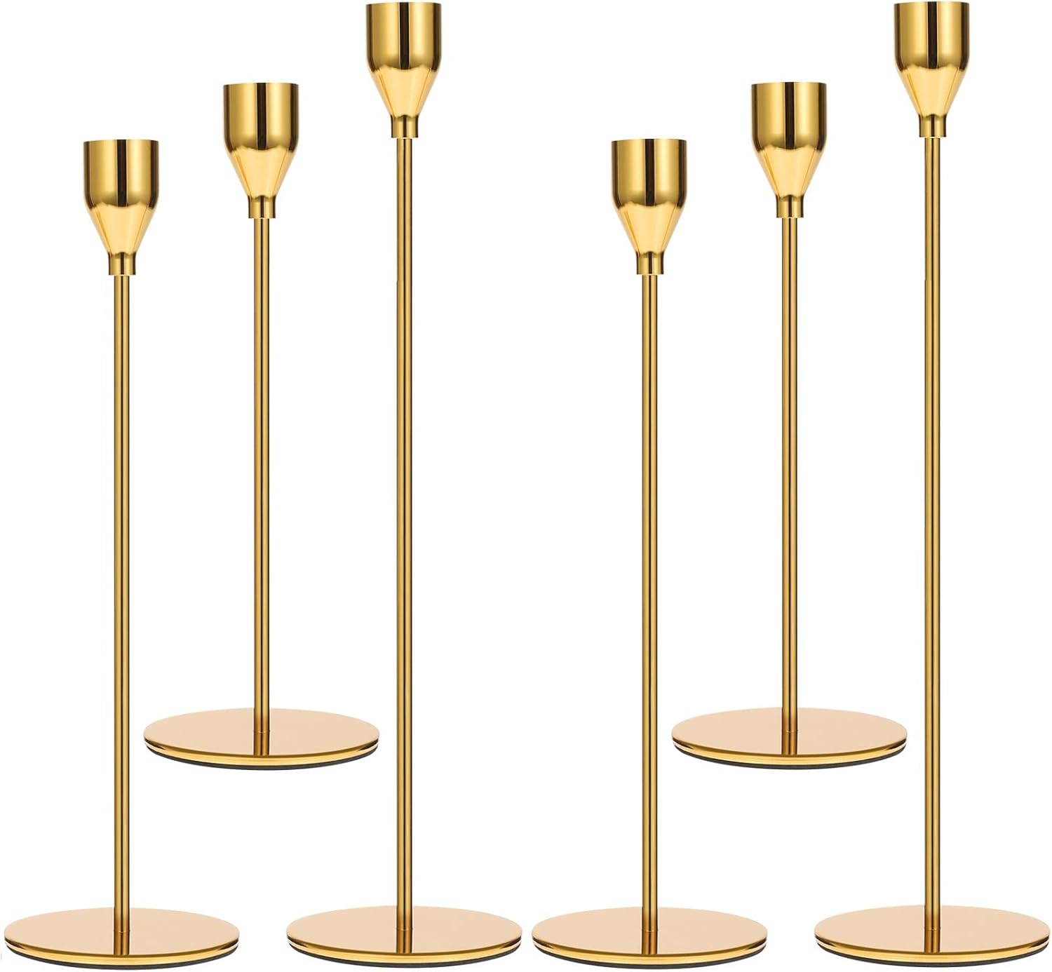 Anndason Set of 6 Gold Candlestick Holders Gold Candle Holder Taper Candle Holders Candle Holders Decorative Candlestick Holder for Home Decor, Wedding, Dinning, Party, Anniversary (Gold) - Grand Goldman