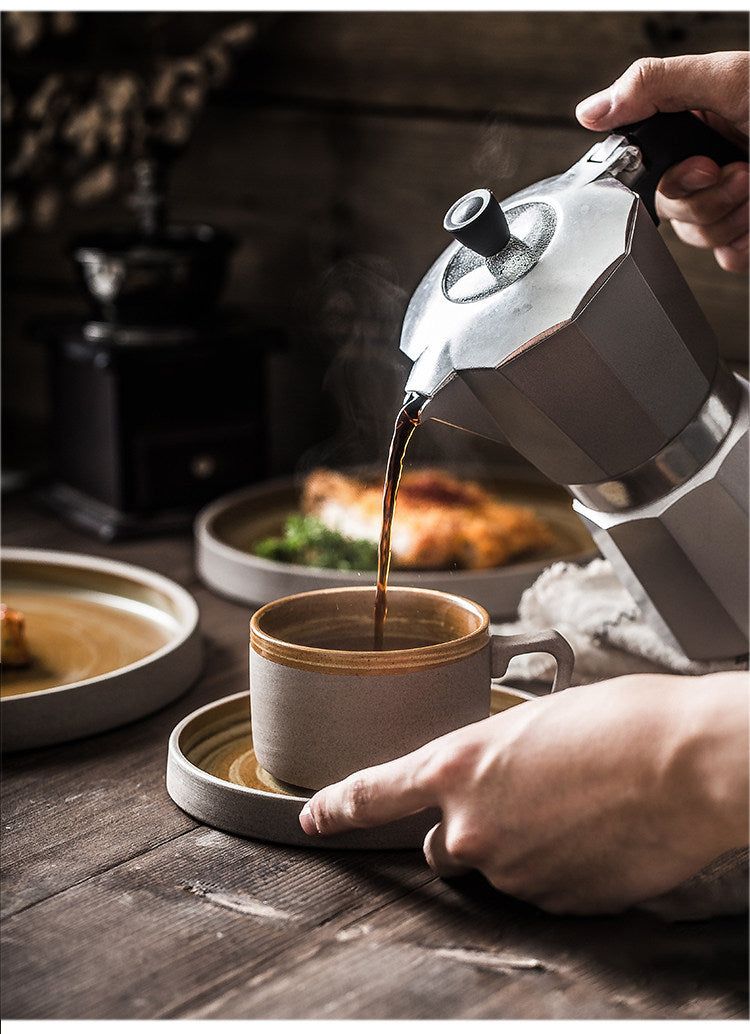 Antique tableware dish set simple coarse ceramic steak plate dessert simple rice bowl household dish - Grand Goldman