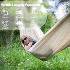 Anyoo Garden Cotton Hammock Comfortable Fabric Hammock with Tree Straps for Hanging Sturdy Hammock Up to 660lbs Portable Hammock with Travel Bag for Camping Outdoor/Indoor Patio Backyard - Grand Goldman