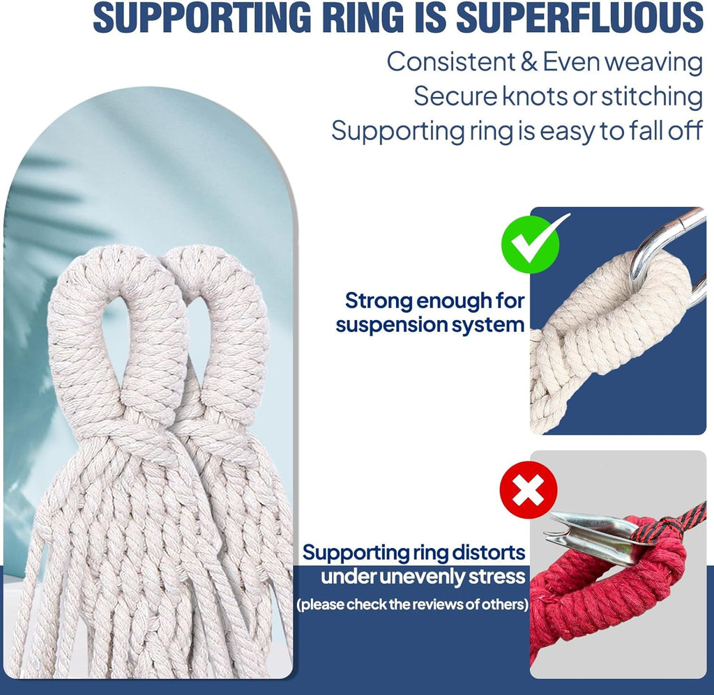 Anyoo Garden Cotton Hammock Comfortable Fabric Hammock with Tree Straps for Hanging Sturdy Hammock Up to 660lbs Portable Hammock with Travel Bag for Camping Outdoor/Indoor Patio Backyard - Grand Goldman