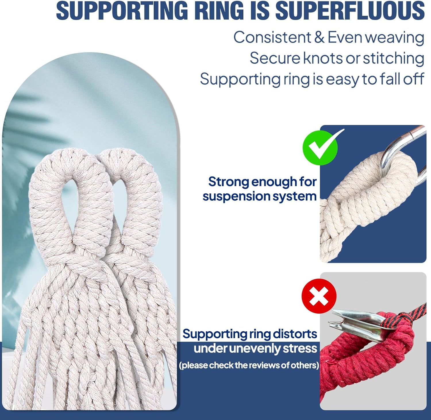 Anyoo Garden Cotton Hammock Comfortable Fabric Hammock with Tree Straps for Hanging Sturdy Hammock Up to 660lbs Portable Hammock with Travel Bag for Camping Outdoor/Indoor Patio Backyard - Grand Goldman