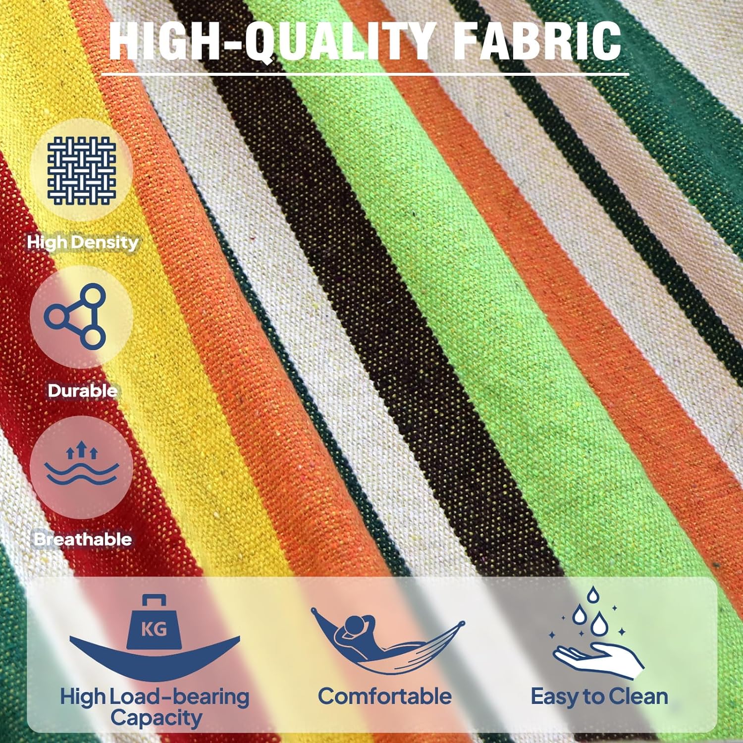 Anyoo Garden Cotton Hammock Comfortable Fabric Hammock with Tree Straps for Hanging Sturdy Hammock Up to 660lbs Portable Hammock with Travel Bag for Camping Outdoor/Indoor Patio Backyard - Grand Goldman