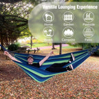 Anyoo Garden Cotton Hammock Comfortable Fabric Hammock with Tree Straps for Hanging Sturdy Hammock Up to 660lbs Portable Hammock with Travel Bag for Camping Outdoor/Indoor Patio Backyard - Grand Goldman
