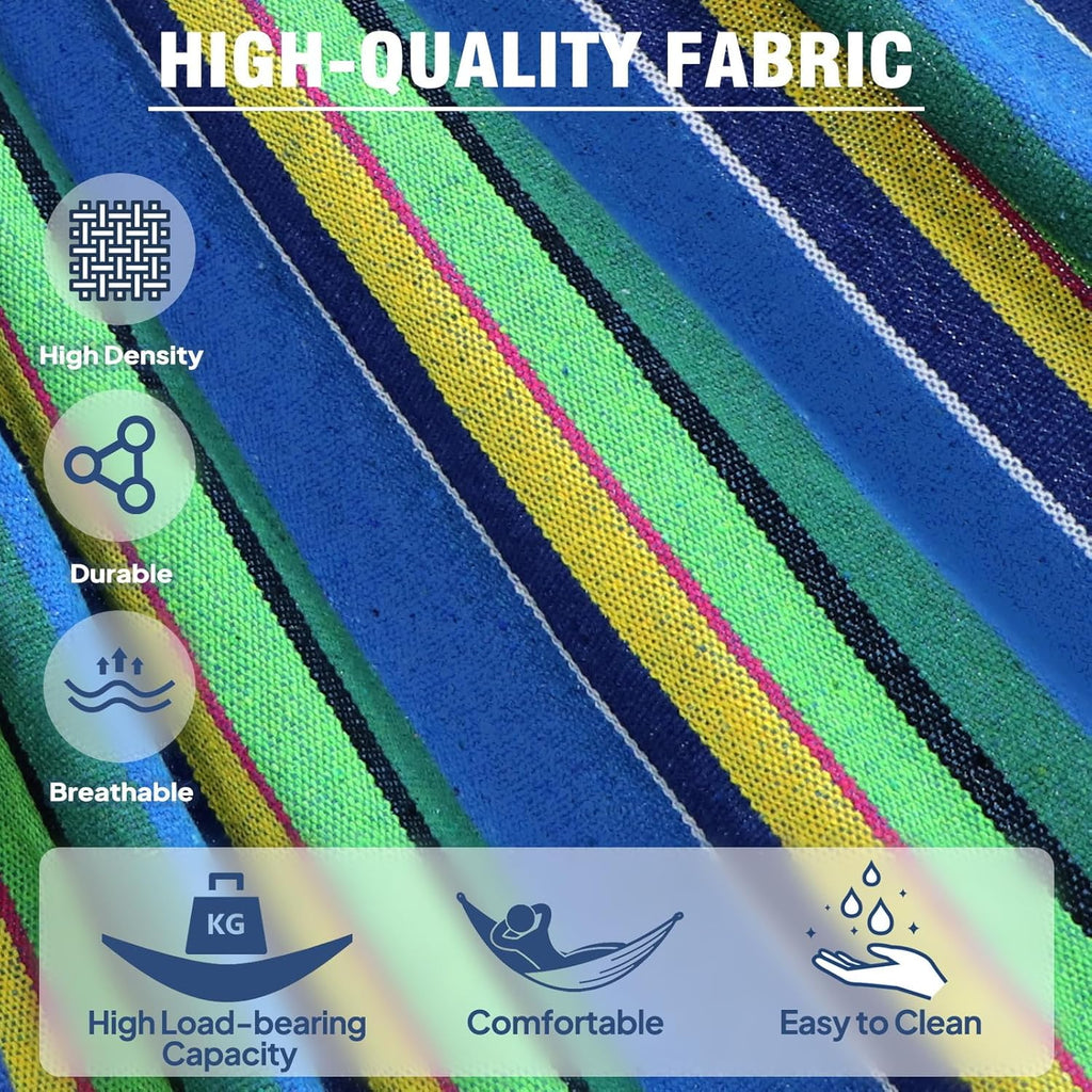 Anyoo Garden Cotton Hammock Comfortable Fabric Hammock with Tree Straps for Hanging Sturdy Hammock Up to 660lbs Portable Hammock with Travel Bag for Camping Outdoor/Indoor Patio Backyard - Grand Goldman