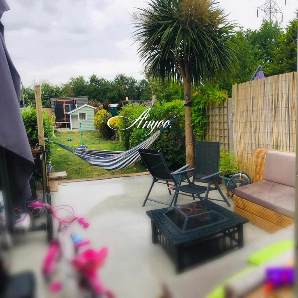 Anyoo Garden Cotton Hammock Comfortable Fabric Hammock with Tree Straps for Hanging Sturdy Hammock Up to 660lbs Portable Hammock with Travel Bag for Camping Outdoor/Indoor Patio Backyard - Grand Goldman