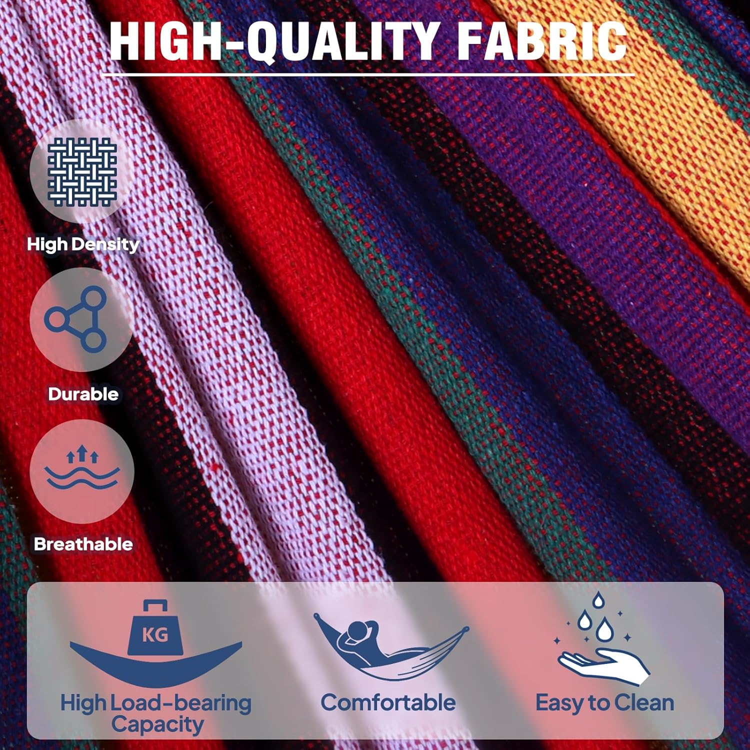 Anyoo Garden Cotton Hammock Comfortable Fabric Hammock with Tree Straps for Hanging Sturdy Hammock Up to 660lbs Portable Hammock with Travel Bag for Camping Outdoor/Indoor Patio Backyard - Grand Goldman