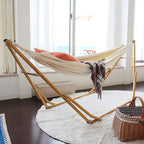 Anyoo Garden Cotton Hammock Comfortable Fabric Hammock with Tree Straps for Hanging Sturdy Hammock Up to 660lbs Portable Hammock with Travel Bag for Camping Outdoor/Indoor Patio Backyard - Grand Goldman