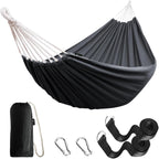 Anyoo Garden Cotton Hammock Comfortable Fabric Hammock with Tree Straps for Hanging Sturdy Hammock Up to 660lbs Portable Hammock with Travel Bag for Camping Outdoor/Indoor Patio Backyard - Grand Goldman