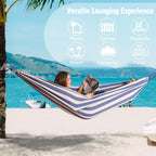Anyoo Garden Cotton Hammock Comfortable Fabric Hammock with Tree Straps for Hanging Sturdy Hammock Up to 660lbs Portable Hammock with Travel Bag for Camping Outdoor/Indoor Patio Backyard - Grand Goldman