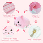 Anzitinlan Cute Cat Bean Bag Chair for Kids, Pink Stuffed Animal Storage Beanbag Chairs for Girls Room Decor, Extra Large Size, Velvet Super Soft Cover Only - Grand Goldman