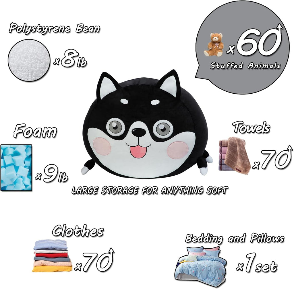 Anzitinlan Cute Cat Bean Bag Chair for Kids, Pink Stuffed Animal Storage Beanbag Chairs for Girls Room Decor, Extra Large Size, Velvet Super Soft Cover Only - Grand Goldman