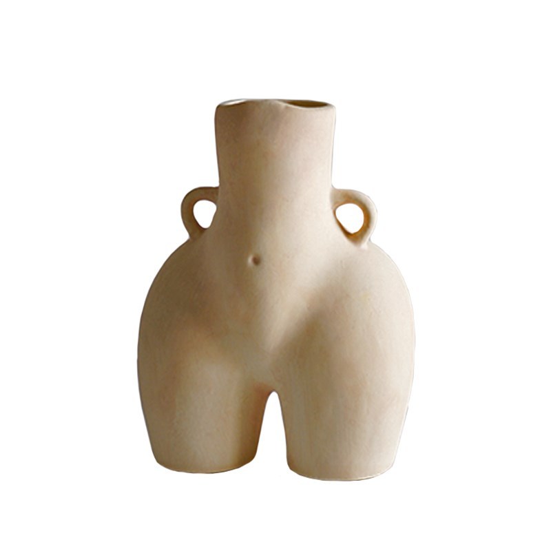 Aphrodite Luscious Woman's Hips Ceramic Vase Round Anatomy Body Shape Flower Pot - Grand Goldman