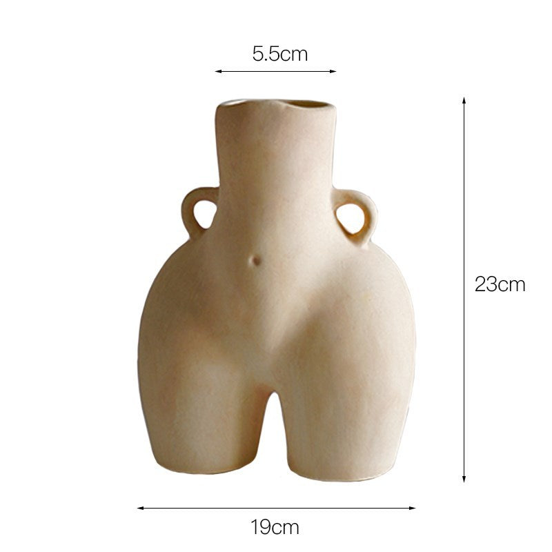 Aphrodite Luscious Woman's Hips Ceramic Vase Round Anatomy Body Shape Flower Pot - Grand Goldman