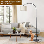 Arc Floor Lamps for Living Room, Modern Standing Lamp with Adjustable Hanging Drum Shade, Tall Pole Lamp with Foot Switch, Over Couch Arched Reading Light for Bedroom, Office (Black) - Grand Goldman