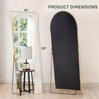 Arched Mirror Full Length, 16"x59" Body Wall Mirrors with Shatter-Proof Glass, Floor Standing, Hanging or Leaning, Tall Arch Mirror with Stand Aluminum Alloy Frame for Bedroom Cloakroom - Grand Goldman