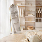 Arched Mirror Full Length, 16"x59" Body Wall Mirrors with Shatter-Proof Glass, Floor Standing, Hanging or Leaning, Tall Arch Mirror with Stand Aluminum Alloy Frame for Bedroom Cloakroom - Grand Goldman