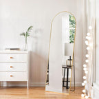 Arched Mirror Full Length, 16"x59" Body Wall Mirrors with Shatter-Proof Glass, Floor Standing, Hanging or Leaning, Tall Arch Mirror with Stand Aluminum Alloy Frame for Bedroom Cloakroom - Grand Goldman