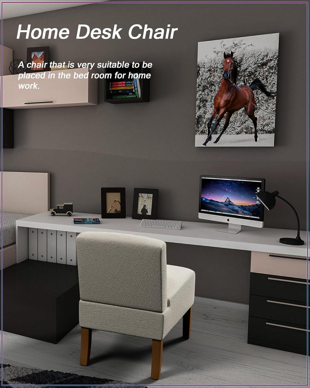 Armless Accent Chairs Set of 2 for Bedroom, Bedroom Chair for Bedroom Living Room Chair with Solid Wood Legs, Makeup Vanity Chair Fabric Comfy Upholstered Reading Chair Accent Chair,Beige - Grand Goldman