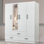 Armoire Wardrobe Closet with 3 Door and 2 Drawers Tall Cabinet for Large Capacity, Closet Wardrobe Cabinet with Hanging Rail and Metal Handle White for Bedroom 47.2" W x 20.5" D x 74" H - Grand Goldman