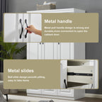 Armoire Wardrobe Closet with 3 Door and 2 Drawers Tall Cabinet for Large Capacity, Closet Wardrobe Cabinet with Hanging Rail and Metal Handle White for Bedroom 47.2" W x 20.5" D x 74" H - Grand Goldman