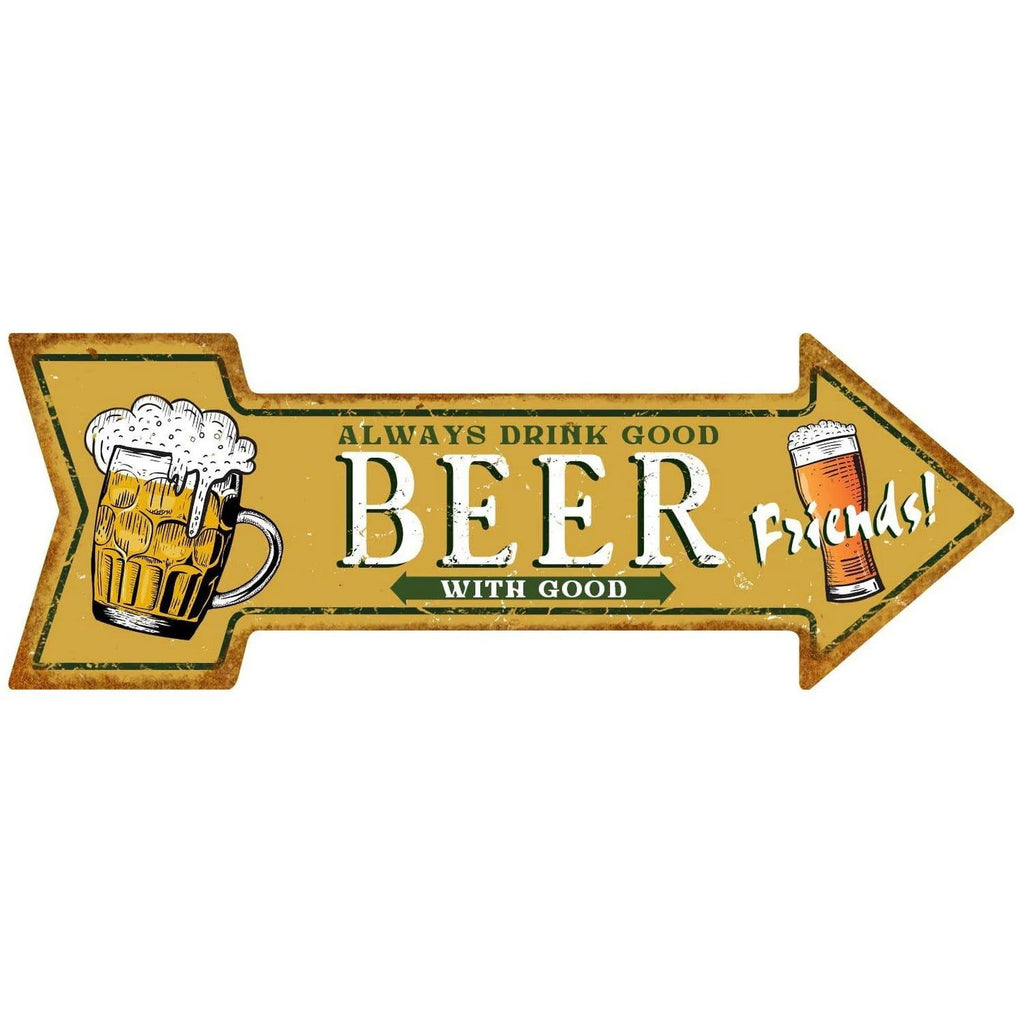 Arrow Shape Tin Sign Metal Tiki Bar Open Plate Indicator Coffee Tea Shop Bar Pub Hanging Sign Indoor Wall Decoration Iron Plaque - Grand Goldman