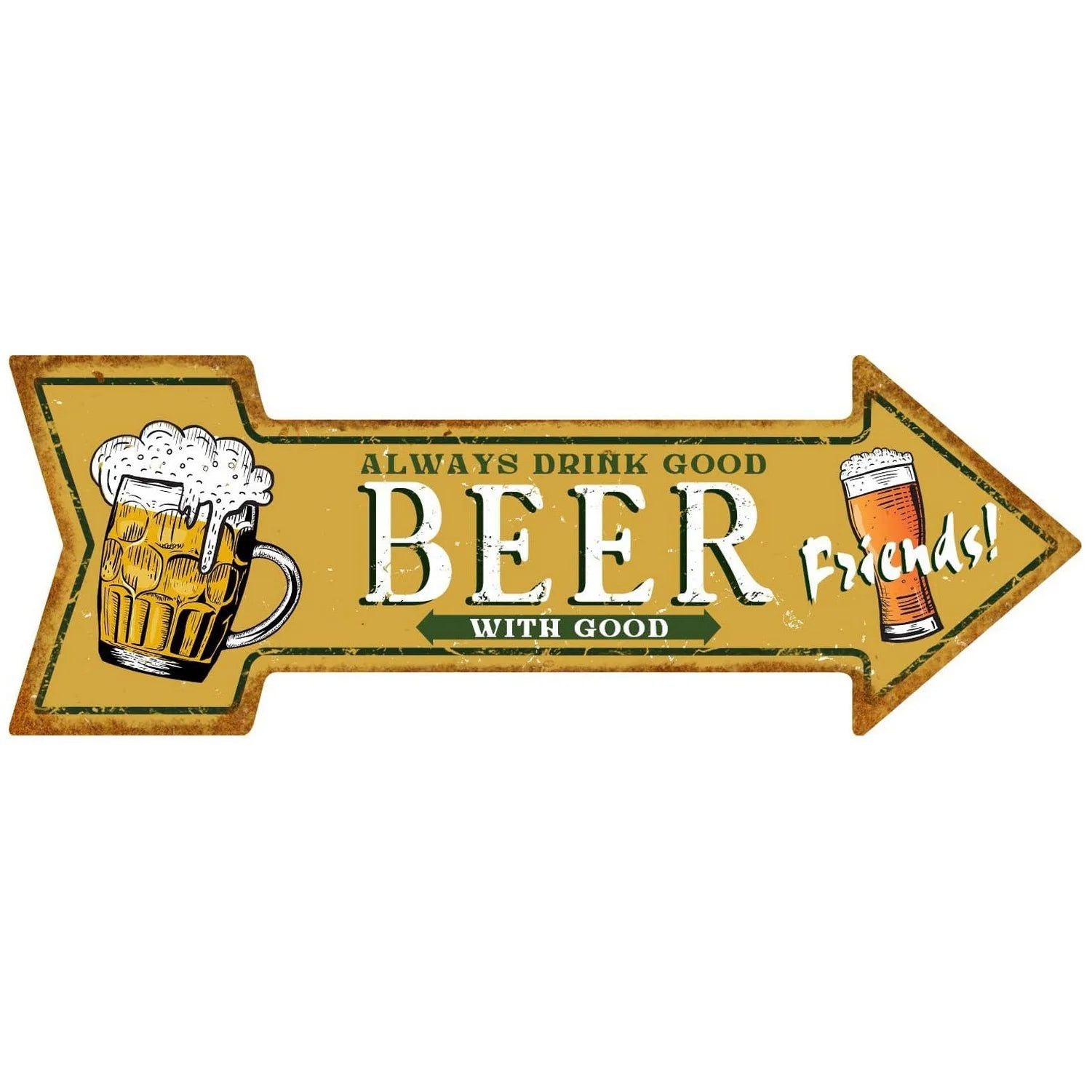 Arrow Shape Tin Sign Metal Tiki Bar Open Plate Indicator Coffee Tea Shop Bar Pub Hanging Sign Indoor Wall Decoration Iron Plaque - Grand Goldman