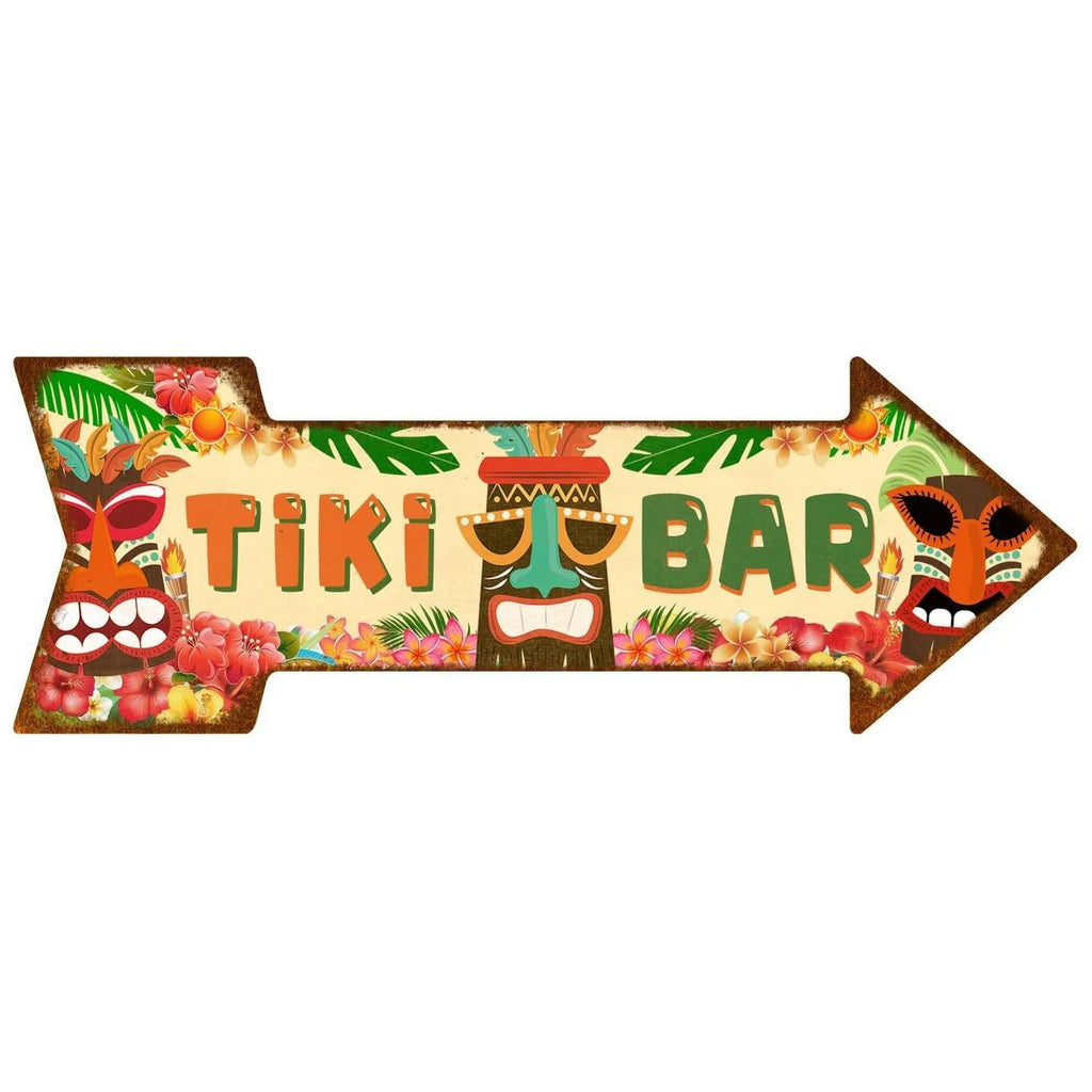 Arrow Shape Tin Sign Metal Tiki Bar Open Plate Indicator Coffee Tea Shop Bar Pub Hanging Sign Indoor Wall Decoration Iron Plaque - Grand Goldman