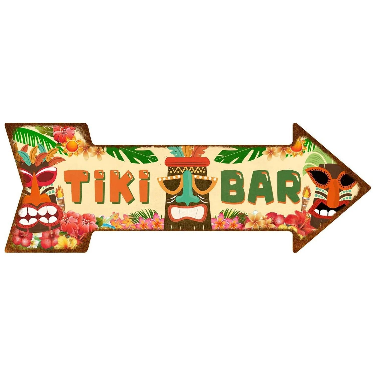 Arrow Shape Tin Sign Metal Tiki Bar Open Plate Indicator Coffee Tea Shop Bar Pub Hanging Sign Indoor Wall Decoration Iron Plaque - Grand Goldman