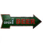 Arrow Shape Tin Sign Metal Tiki Bar Open Plate Indicator Coffee Tea Shop Bar Pub Hanging Sign Indoor Wall Decoration Iron Plaque - Grand Goldman