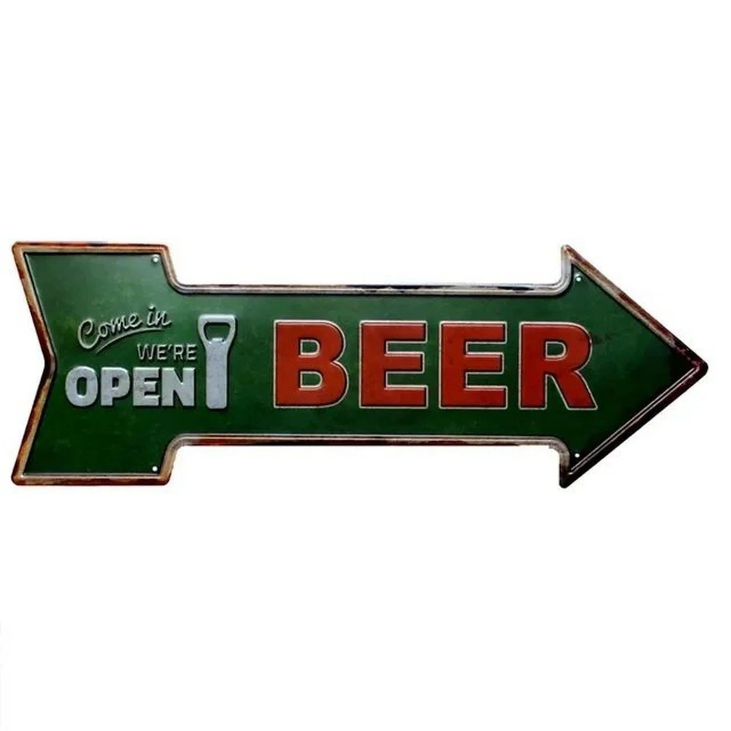 Arrow Shape Tin Sign Metal Tiki Bar Open Plate Indicator Coffee Tea Shop Bar Pub Hanging Sign Indoor Wall Decoration Iron Plaque - Grand Goldman