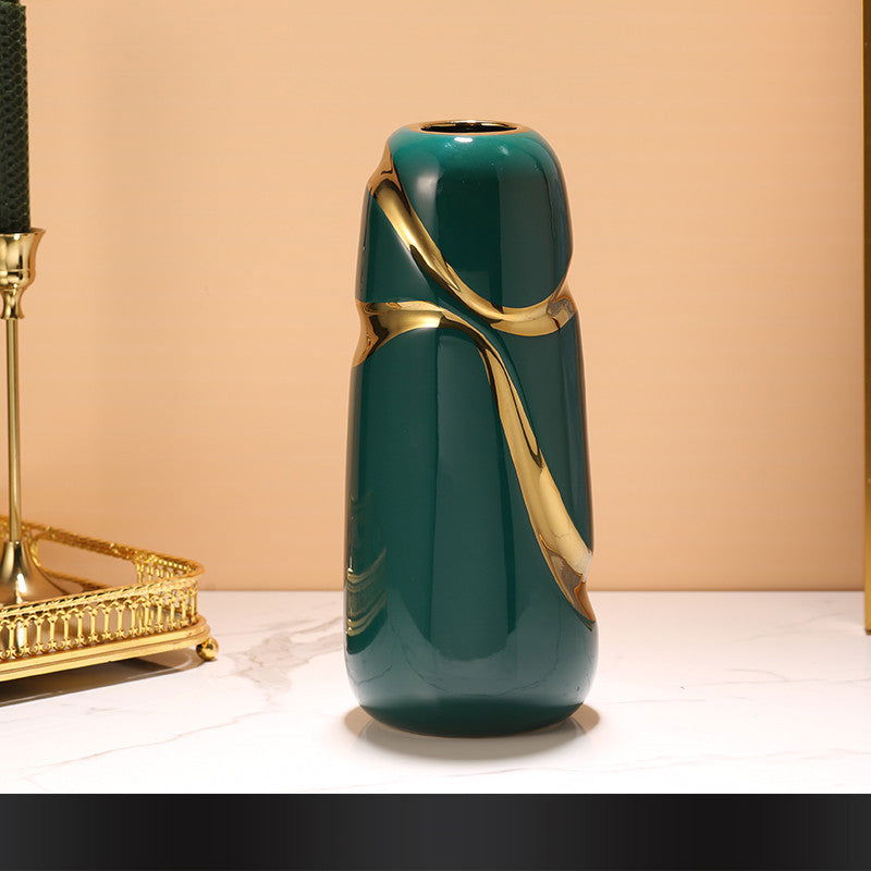 Art Deco Light Luxury Gold Vase in Ceramic & Porcelain - Grand Goldman