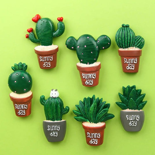 Artificial Cactus Bonsai Fridge Stickers Creative Green Plant Magnet Home Decoration Message Sticker for Kids Early Education - Grand Goldman
