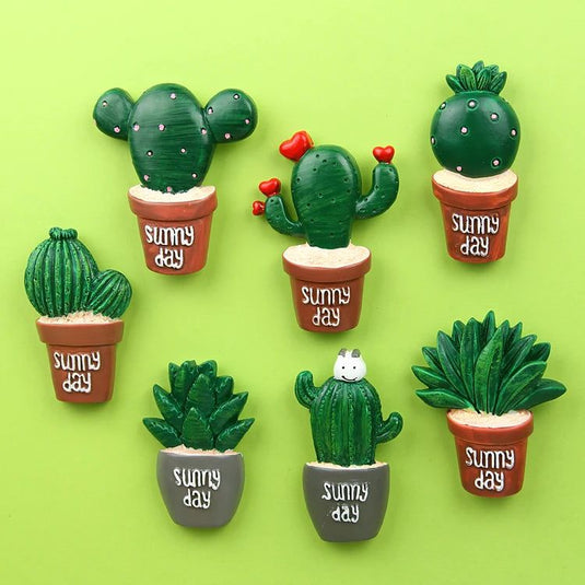 Artificial Cactus Bonsai Fridge Stickers Creative Green Plant Magnet Home Decoration Message Sticker for Kids Early Education - Grand Goldman