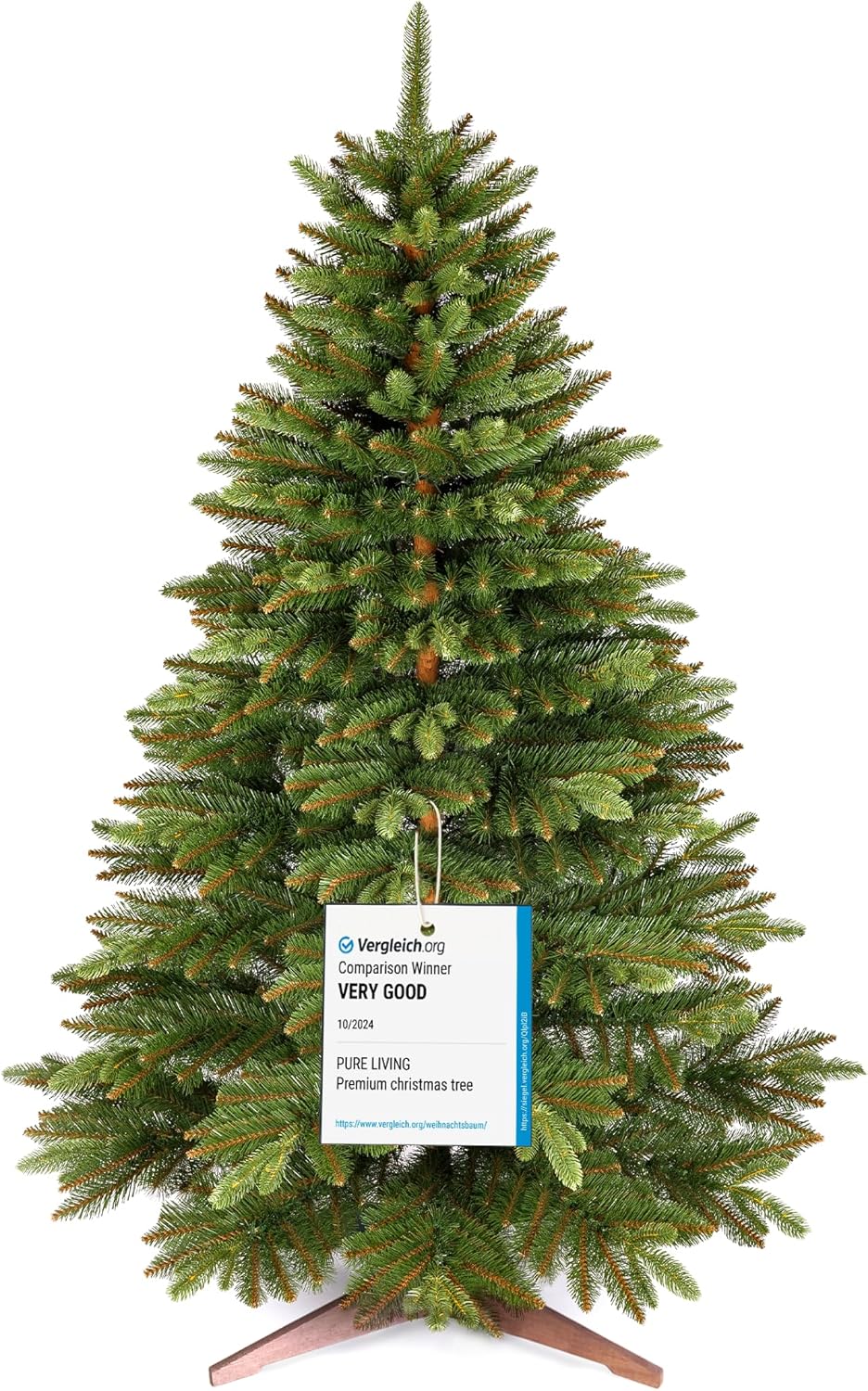 Artificial Christmas Tree 5ft - Premium Realistic Artificial Christmas Tree Looks Real Wooden Stand and Storage Bag - Xmas Tree - Artificial Christmas Trees by Pure Living - Grand Goldman