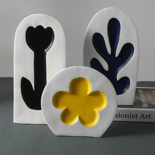 Artificial Flower Dried Flower Hand-painted Ceramic Vase - Grand Goldman