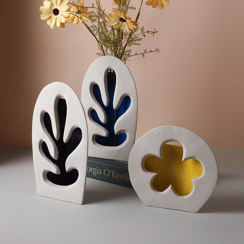 Artificial Flower Dried Flower Hand-painted Ceramic Vase - Grand Goldman